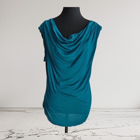 The Limited Teal Drape Neck Blouse - Picture 1 of 4